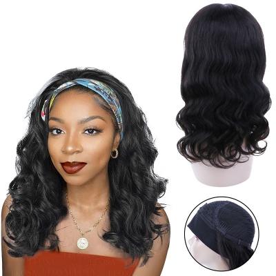 China Hot Selling Curly Headband Wig Hot Sale Big Curl Short Hair Wigs For Colored Women Lace Front Water Wave for sale