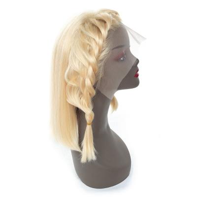 China Popular Silky Straight Wave In Europe And America 613# Bobo Head Cover Wig 13*4 Human Hair Front Lace Wig for sale