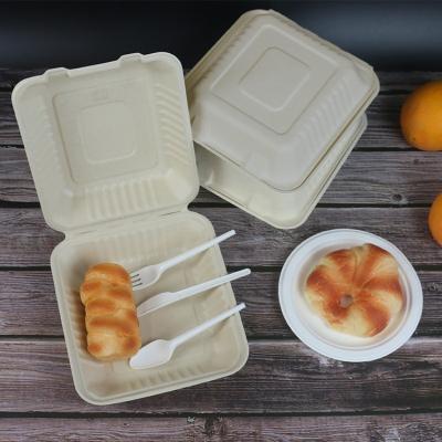 Chine plats jetables sûrs de fête d'anniversaire de bloc supérieur de bagasse de micro-onde à emporter des conteneurs 800ml à vendre