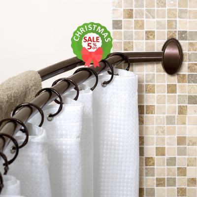 China Durable Bathroom Accessories Metal Shower Antirust Double Expandable Curved Curtain Rod for sale