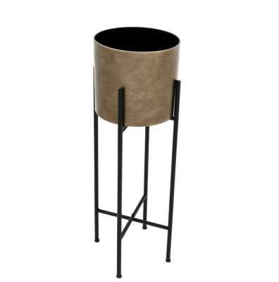 China CLASSIC Plant Stand Metal Flower Bucket Metal Pot Antique Gold and Black Color Flower Pot for sale