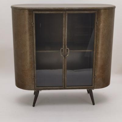 China Round In Two Sides Low Iron And Glass Two Doors Household Storage Cabinet for sale