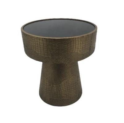 China Unique Design Living Room Accent Furniture Golden Antique Round Accent Coffee Side Table for sale