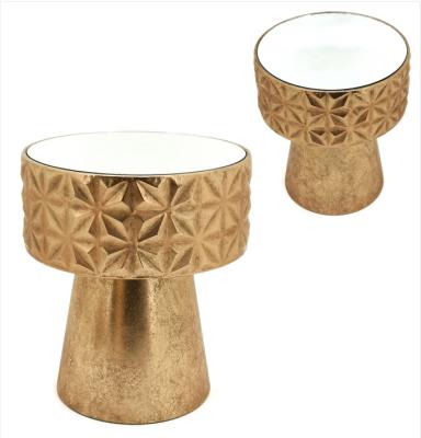 China Unique Design Living Room Accent Furniture Golden Antique Round Accent Coffee Side Table for sale