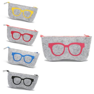 China Durable Portable Glasses Filter Frame Soft Felt Zipper Glass Purse Bag for sale