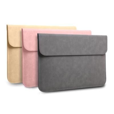 China Waterproof Laptop Sleeve Case Compatible with MacBook Air PU Leather Envelope Case with Document Pocket for sale