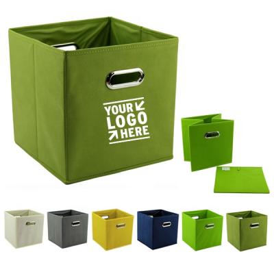 China Sustainable Nonwoven Foldable Storage Boxes With Metal Handle for sale