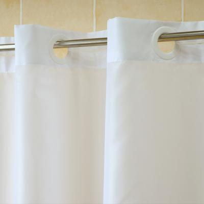 China Sustainable White Polyester Hookless Shower Curtain For Hotel for sale