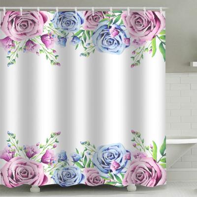 China Sustainable Custom Digital Printing Flower Fabric Shower Curtain 71*71 Inch for sale