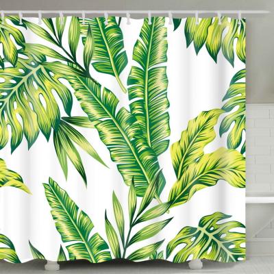 China Sustainable Heavy Duty Polyester Digital Printing Factory Customized Fabric Flower Tree Leaf Shower Curtain 71*78 Inch for sale