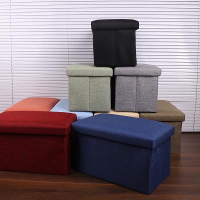 China Collapsible Collapsible Storage Ottoman Padded Seat Footrest Fabric Canvas Stool for sale