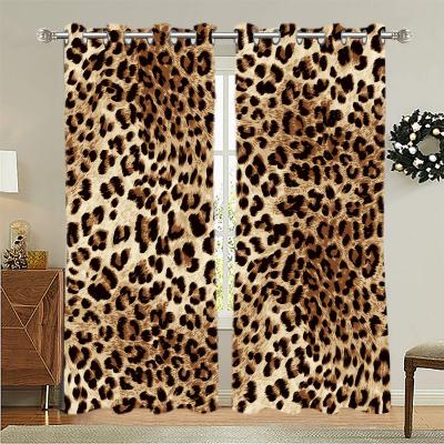 China Blackout Blackout Leopard Blackout Curtains Room Darkening Brown Room Living Room and Black Grommet Top Thermal Insulated Drapes for sale