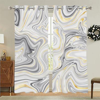 China Blackout Living Room Dimming Heat Insulated Panel Light Blocking Blackout Curtains Grommet Marble Top for sale