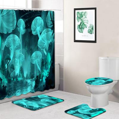 China Custom Viable Brand Logo Shower Curtain Bath Cover Set 12 Pieces for sale