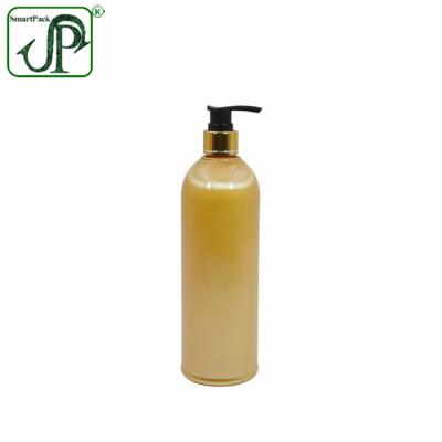 China Cosmetic Custom Cosmetic 16oz Gold Color Recycling Round 480ml Pet Plastic Bottles for sale