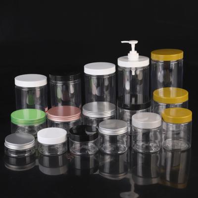 China Wholesale Unbreakable Recyclable Plastic PET Jar Food Packaging Cosmetic Jar And Pet Cream Jar With White Or Black Lid for sale