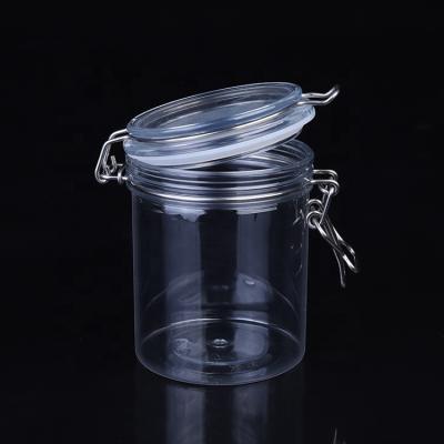 China Food Packaging Cosmetic Packing BPA Free Clip Food Container 500ml Wire Top Plastic Bullet Kilner Jar for sale