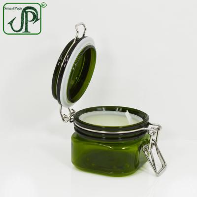 China Wholesale PET Cosmetic Green Square Kilner Factory Food Packing Cosmetic Jar for sale