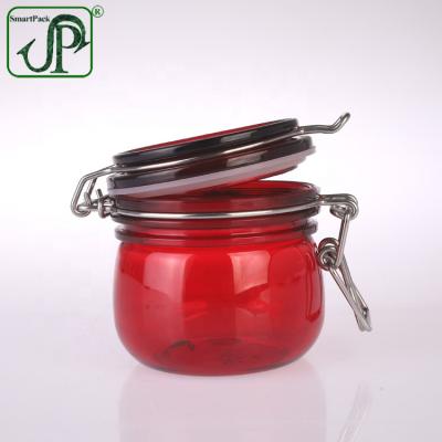 China Food packaging cosmetic packaging 200ml BPA free plastic clip top jar cosmetic kilner jars for sale