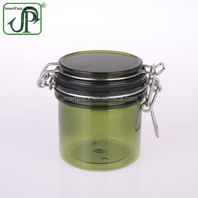 China Dark Green Plastic Food Jar 200ml Empty Plastic Jar For Cream In Stock for sale