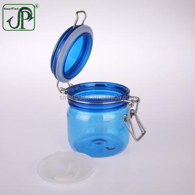 China Food Packaging Cosmetic Packing Plastic Empty Jar Round 300ml Blue Kilner Container Jar for sale