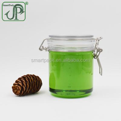 China Recyclable clear reusable plastic 500g jar for cookies jar wire clip kiner jar for sale