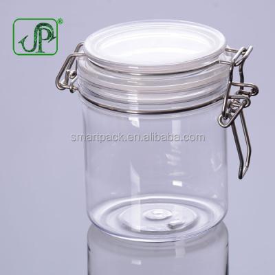 China Wholesale 500ml Recyclable Clear Plastic PET Wire Ball Airtight Canning Jar for sale