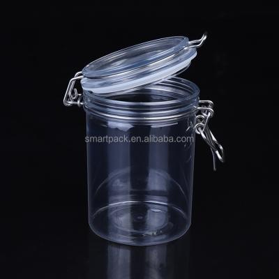 China Food Packaging Cosmetic Packing Plastic Food Jar Pickles PET 600ml Clip Top Kilner Jar for sale