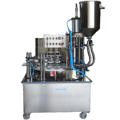 China Thick Liquid Food Salad Dressing Species Mustard Sauce Tomato Puree KIS-900 Rotary Type Cup Filling Sealing Machine for sale