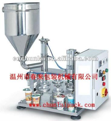 China Multifunctional Manual Rotary Type Cup Filling Sealing Machine for sale