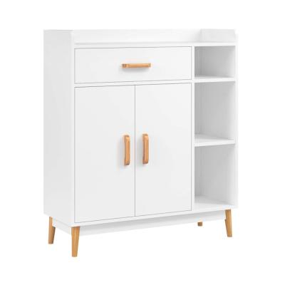 China Storage Home Furniture Vintage Design Two Door One Multi Drawer 3 Open Shelf Dining Sideboard Storage Cupboard Cabinet for sale