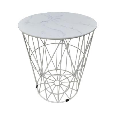 China Modern Frame Metal Hammered Living Room Furniture Hammered Metal Wire Drum With Removable Wood Top Coffee Table for sale