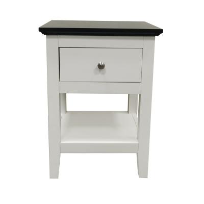 China Living Room Furniture White Black Combination Nightstand European White Black MDF OR Painting Nightstand Side Table for sale