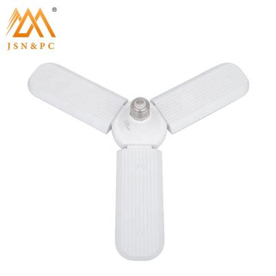 China Residential Foldable Three-leaf LED Fan Bulb Light Fan Blade Pendant Lights No Blink B22 E27 Adjustable LED Bulb 36W LED Fan Leaf Lamp for sale