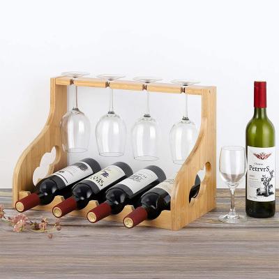 China Viable Wholesale High Quality Wine Cup Glass Rack and Bottle Holders, Bamboo Glass Cup Hanger Hook Rack Organizer for sale