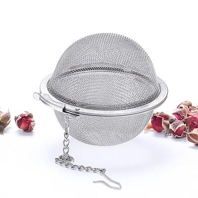 China 5 Size Food Grade 304 Mesh Stainless Steel Tea Infuser Ball Tea Strainer Viable Reusable Mental Tea Filter With Chain for sale