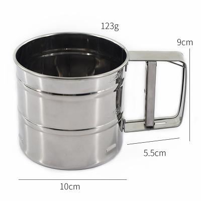 China Diy Hand Crank Flour Sieve Sieve Tool Sale Stainless Steel Hot Viable Home Hand Crank Powder Baking Cup for sale