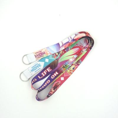 China Polyester Factory Price Cartoon Style Customized Dye Sublimation Polyester Lanyard Heat Transfer Colorful Flat Strap With KE for sale