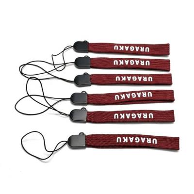 China Custom Logo Short Phone Straps Wrist Straps Silkscreen Rope Lanyard Cup Bottle Camera Wrist Band Tube for sale