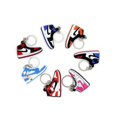 China Suitable For Advertising PVC Rubber Sneakers Key Chain With Free Mold Cost Customized Color Silicone Shoe Keychains for sale