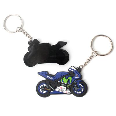 China Durable Fast Delivery Custom Promotional Gift Cartoon Motorcycle 2D Shaped PVC Rubber Soft Key Chain for sale