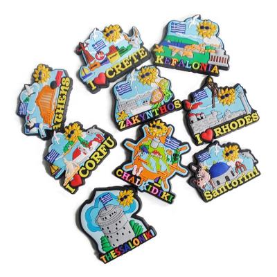 China Shape Manufacturer Custom Greece Country Soft Travel Souvenirs PVC Fridge Magnets Promotion Gifts for sale