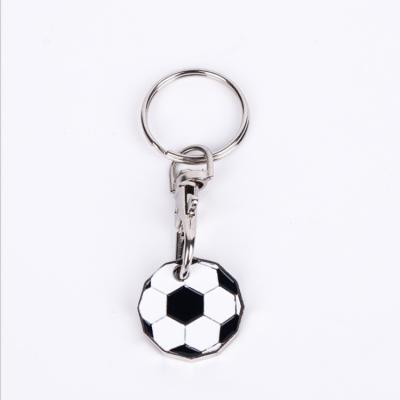 China Carriage Coin Holder Metal Key Chain 20mm Diameter 2mm Thickness Durable Zinc Alloy Custom Made Sports Football Key Chain for sale