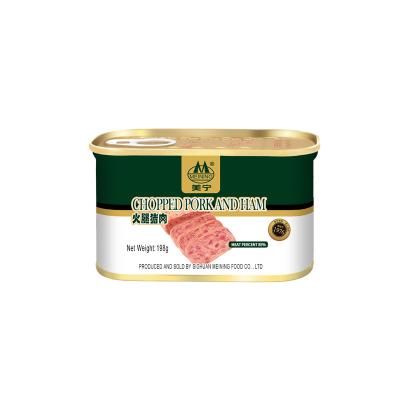 China 198g canned cut pork and ham ham luncheon meat canned food canned meat ready to export for sale