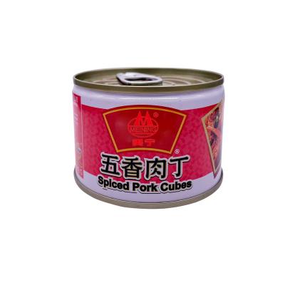 China Canned Most Popular Whole Pork Spicy Pork Cubes Canned Pork Smaller 142g Packaged for sale