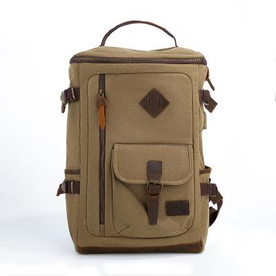 China Custom Retro Logo Printed Mens Bag Casual Vintage Waterproof Vegan Canvas Laptop Leather Bags for Men Backpack for sale