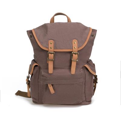 China With USB China Manufacturer Daypack Waxed Backpacks Vintage Canvas Leather Backpack Men's Canvas Backpack for sale