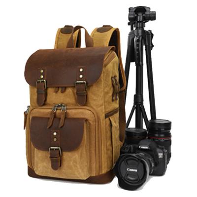 China Amazon Hot Selling Camera Accessories Waterproof Shockproof Simple Vegan Camera Bag Vintage Dslr Camera Leather Backpack 20SA-8681M for sale