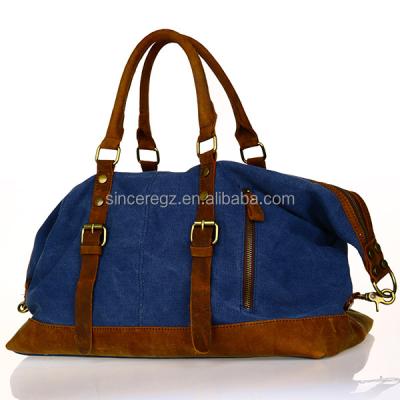 China Eco-Friendly Classic Durable Vintage Canvas Leather Military Men Travel Outdoor Duffle Bag Weekend Travel Bags for sale