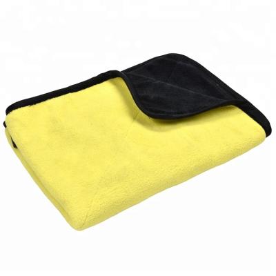 China Hot Selling Custom Color 60x90cm Side Car Drying Towel QUICK DRY Double Edged Long Microfiber Car Cleaning Towel Cloth for sale